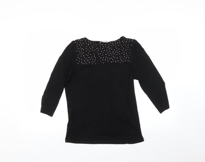 Marks & Spencer Womens Black Floral  Basic T-Shirt Size 10