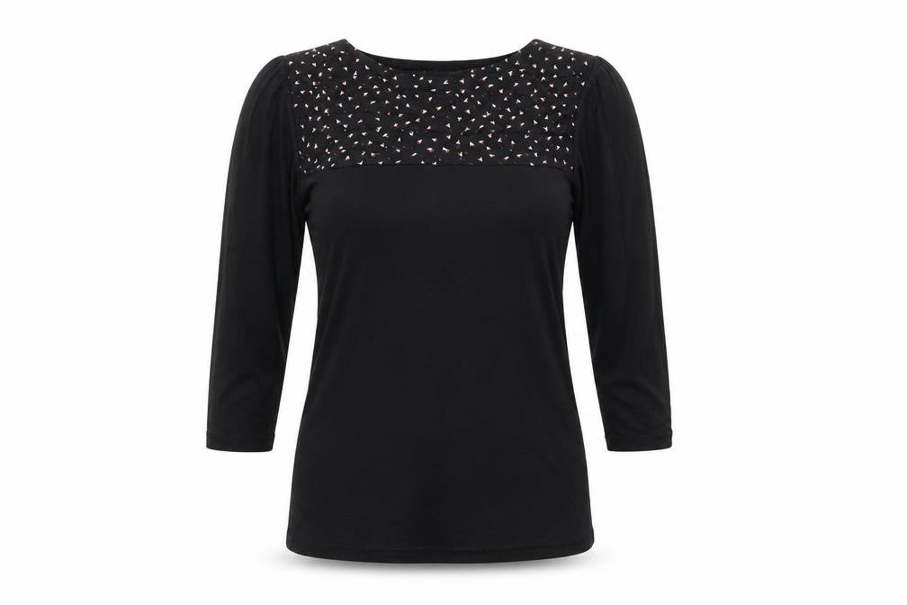 Marks & Spencer Womens Black Floral  Basic T-Shirt Size 10