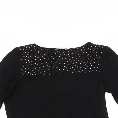 Marks & Spencer Womens Black Floral  Basic T-Shirt Size 10