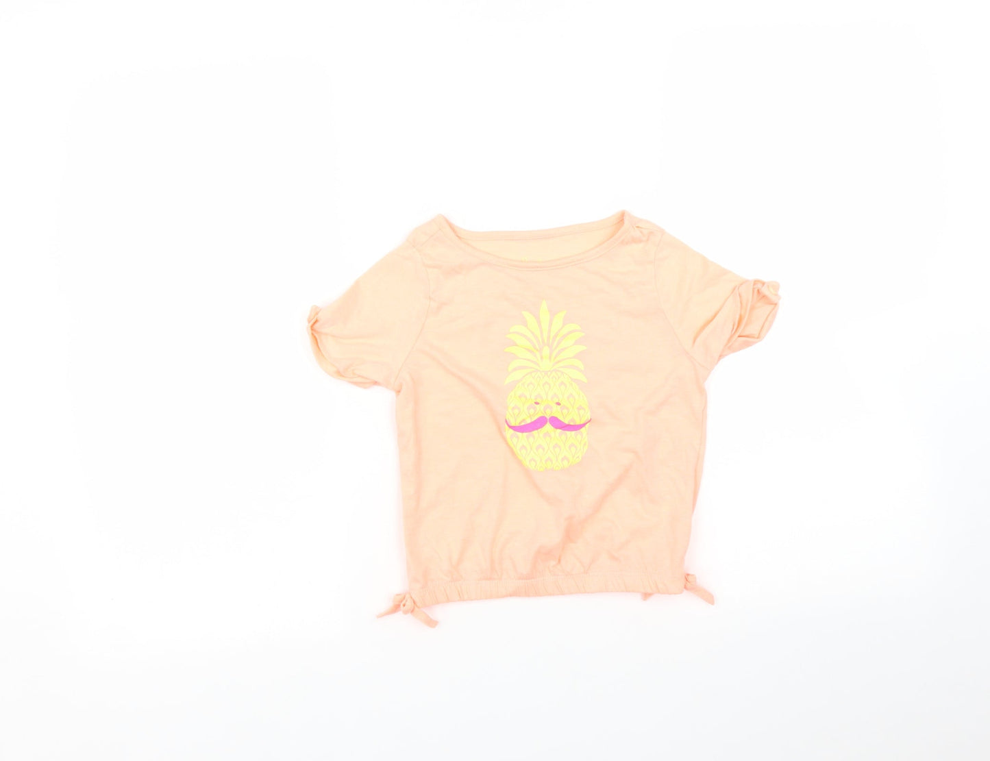 H+T Girls Orange   Basic T-Shirt Size 3 Years  - Pineapple