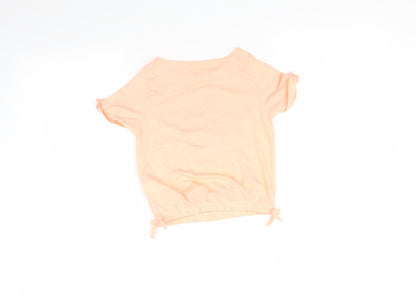 Back view of H+T girls’ orange basic t-shirt, size 3, years - pineapple