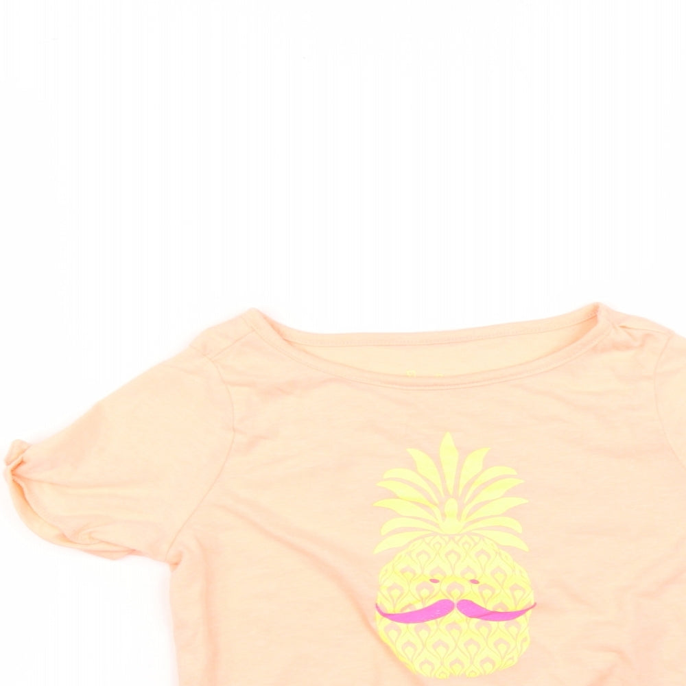 H+T Girls Orange   Basic T-Shirt Size 3 Years  - Pineapple