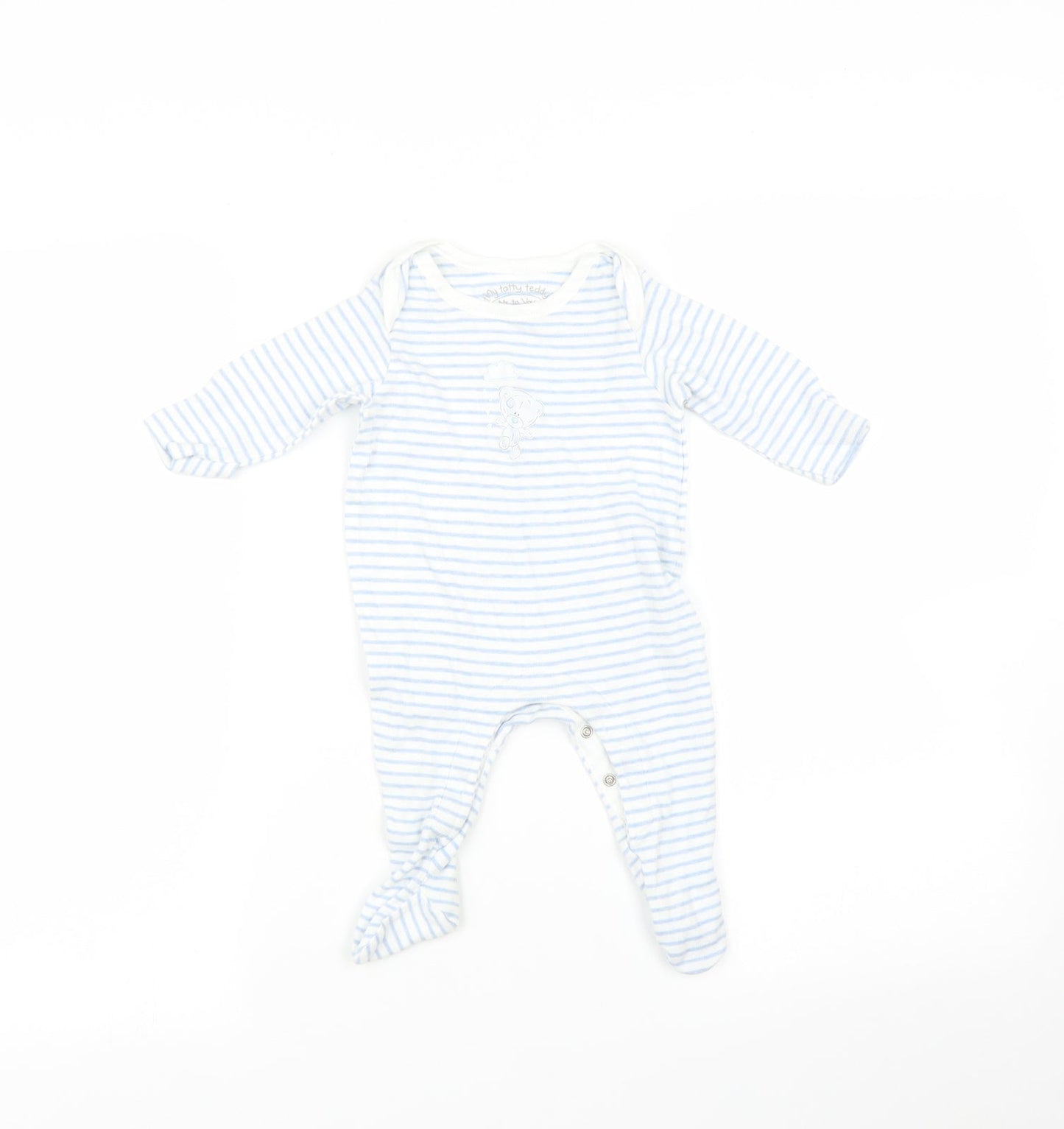 Marks and Spencer Baby Blue Striped  Babygrow One-Piece Size 0-3 Months  - tatty teddy
