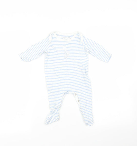 Marks and Spencer Baby Blue Striped  Babygrow One-Piece Size 0-3 Months  - tatty teddy