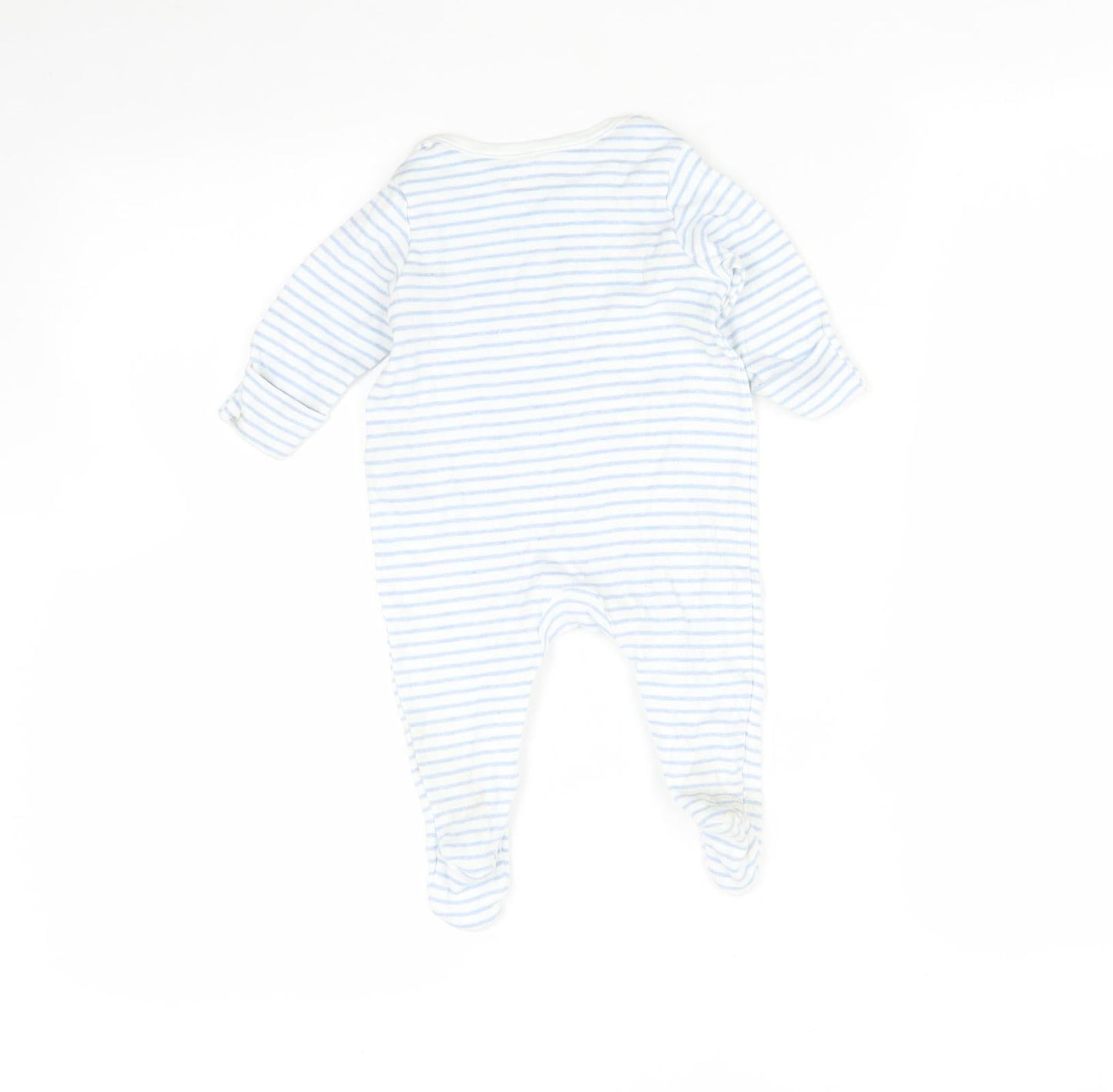 Marks and Spencer Baby Blue Striped  Babygrow One-Piece Size 0-3 Months  - tatty teddy