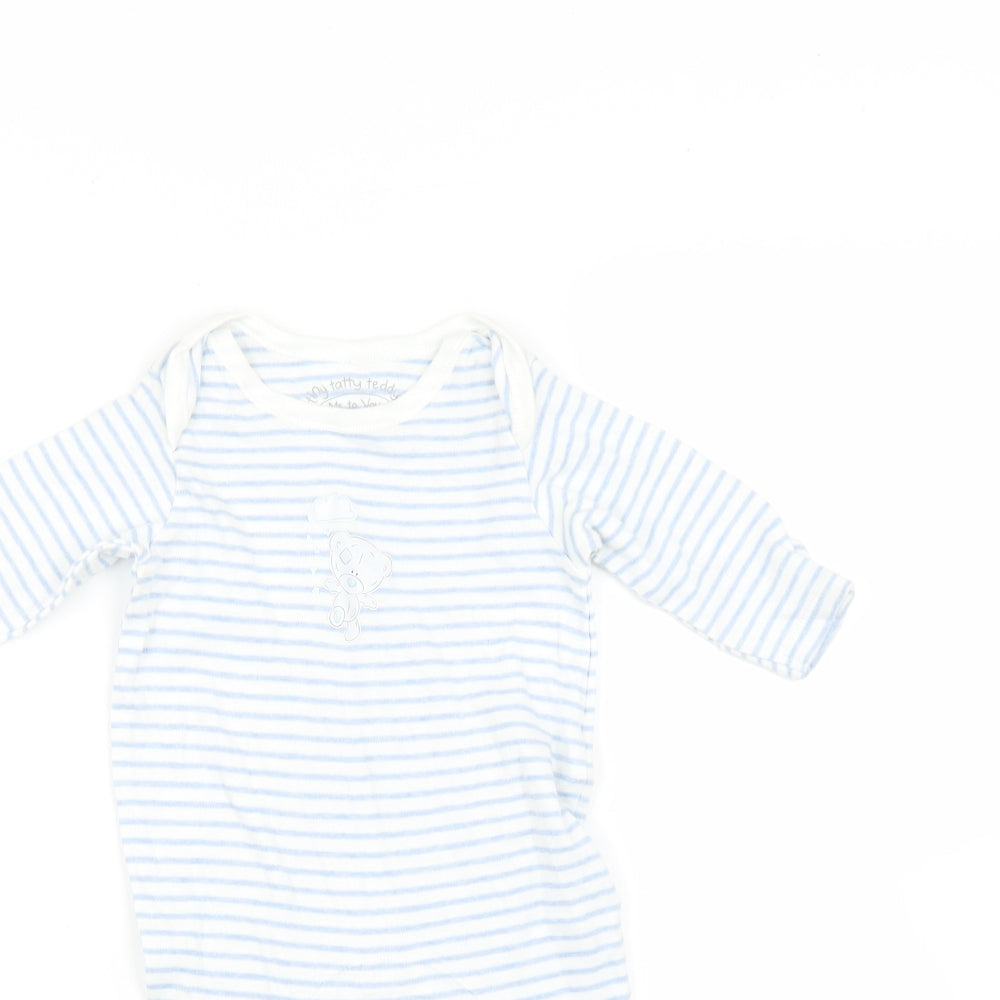 Marks and Spencer Baby Blue Striped  Babygrow One-Piece Size 0-3 Months  - tatty teddy