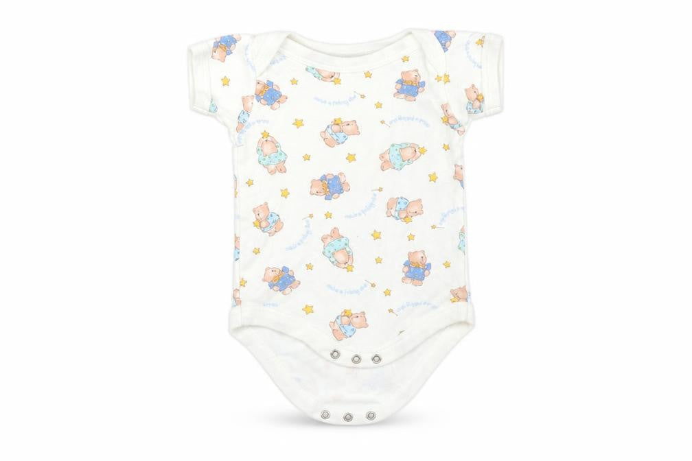 Tesco Baby White   Babygrow One-Piece Size 3-6 Months  - Bear print