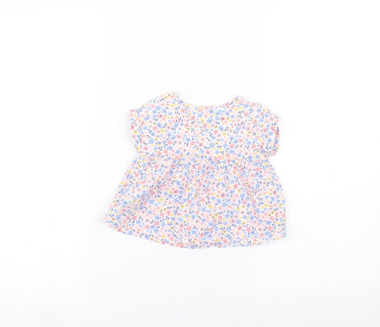 TEX Baby White Floral  Basic T-Shirt Size 9-12 Months