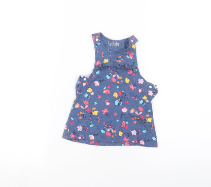 Additional front view of Peacocks Baby Blue Basic T-Shirt, size 3-6, Months