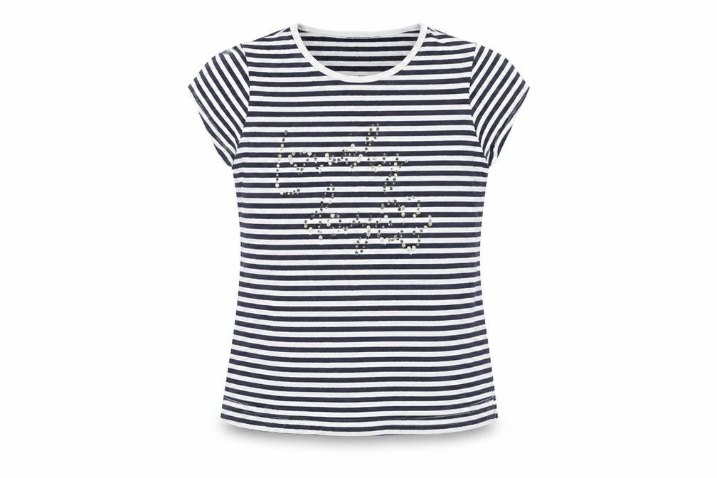 Mayoral Girls White Striped  Basic T-Shirt Size 6 Years