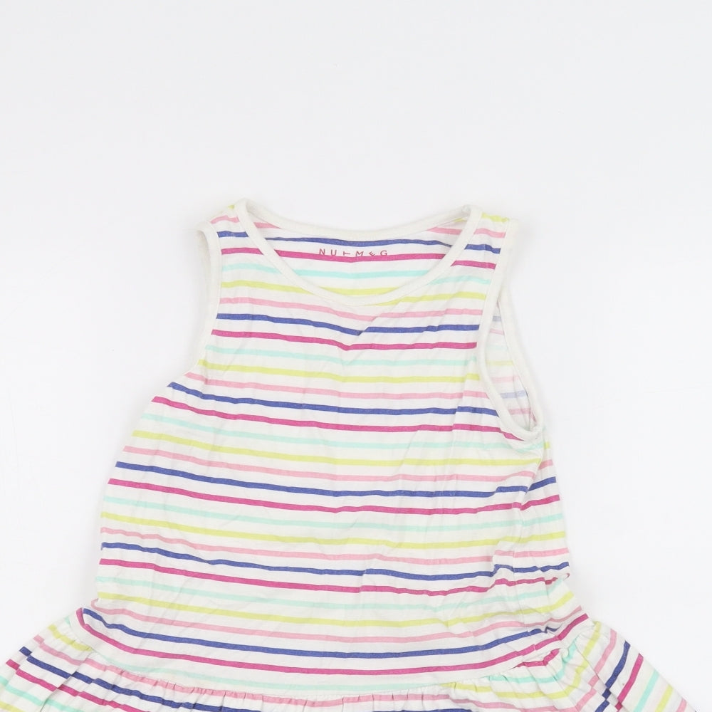 Nutmeg Girls White Striped  A-Line  Size 5-6 Years