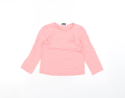 Front view of George girls’ pink basic t-shirt, size 3-4, years