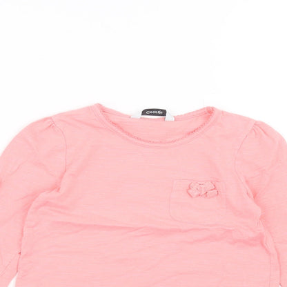 Close-up detail of George girls’ pink basic t-shirt, size 3-4, years
