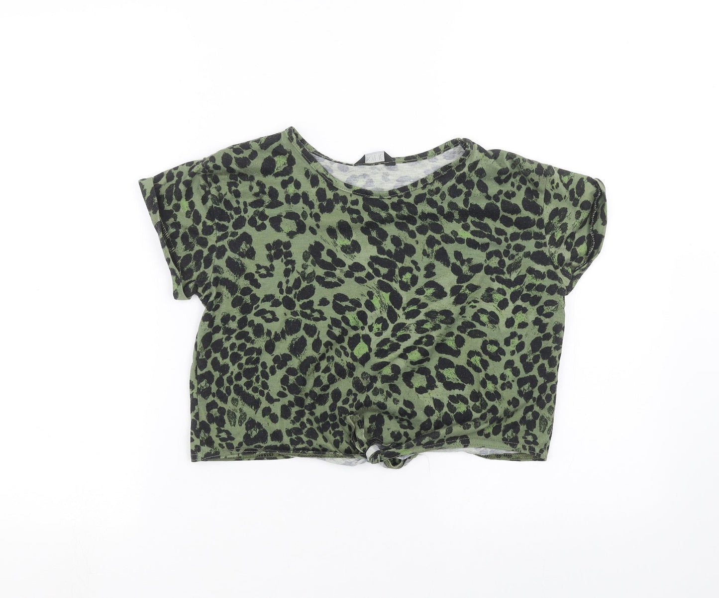 M&Co Womens Green Animal Print  Basic T-Shirt Size 10