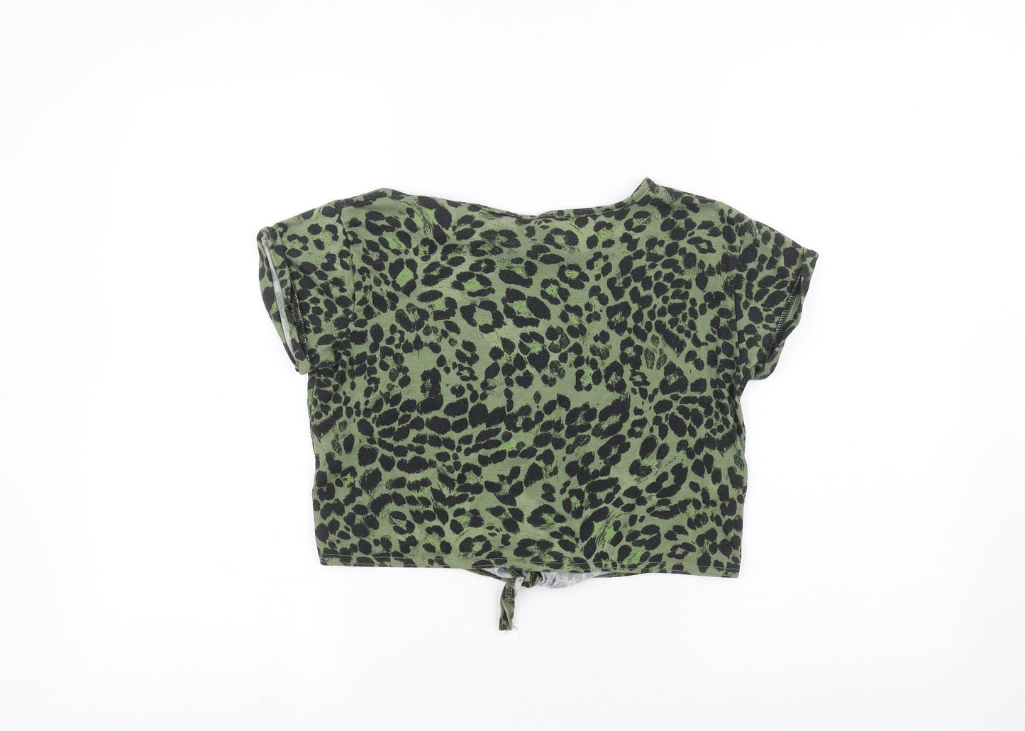 M&Co Womens Green Animal Print  Basic T-Shirt Size 10