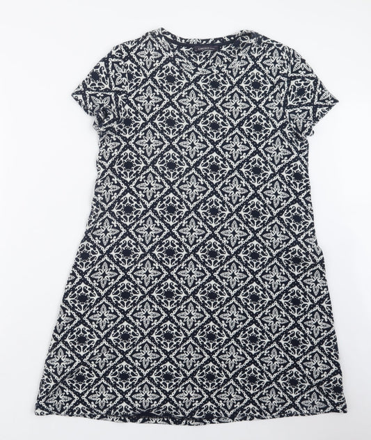Marks and Spencer Womens Blue Geometric Knit Pullover Jumper Size 14