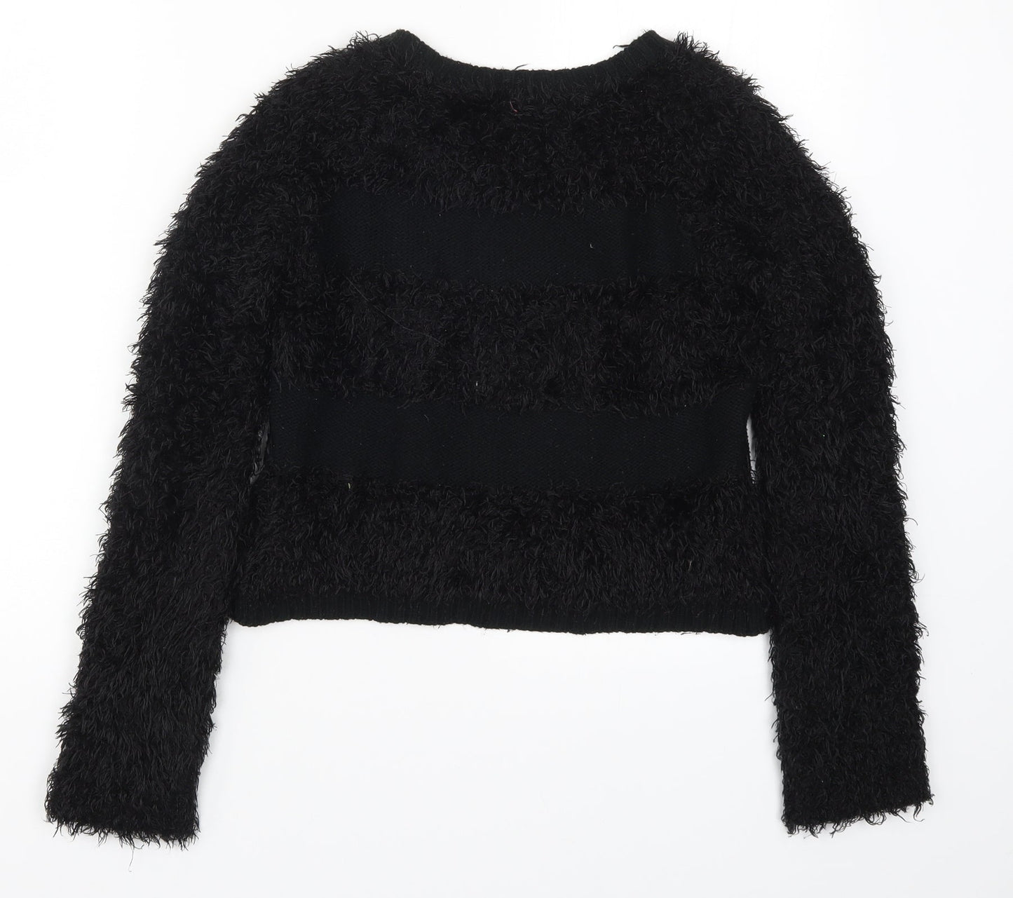 M&Co Girls Black Striped Knit Pullover Jumper Size 13-14 Years