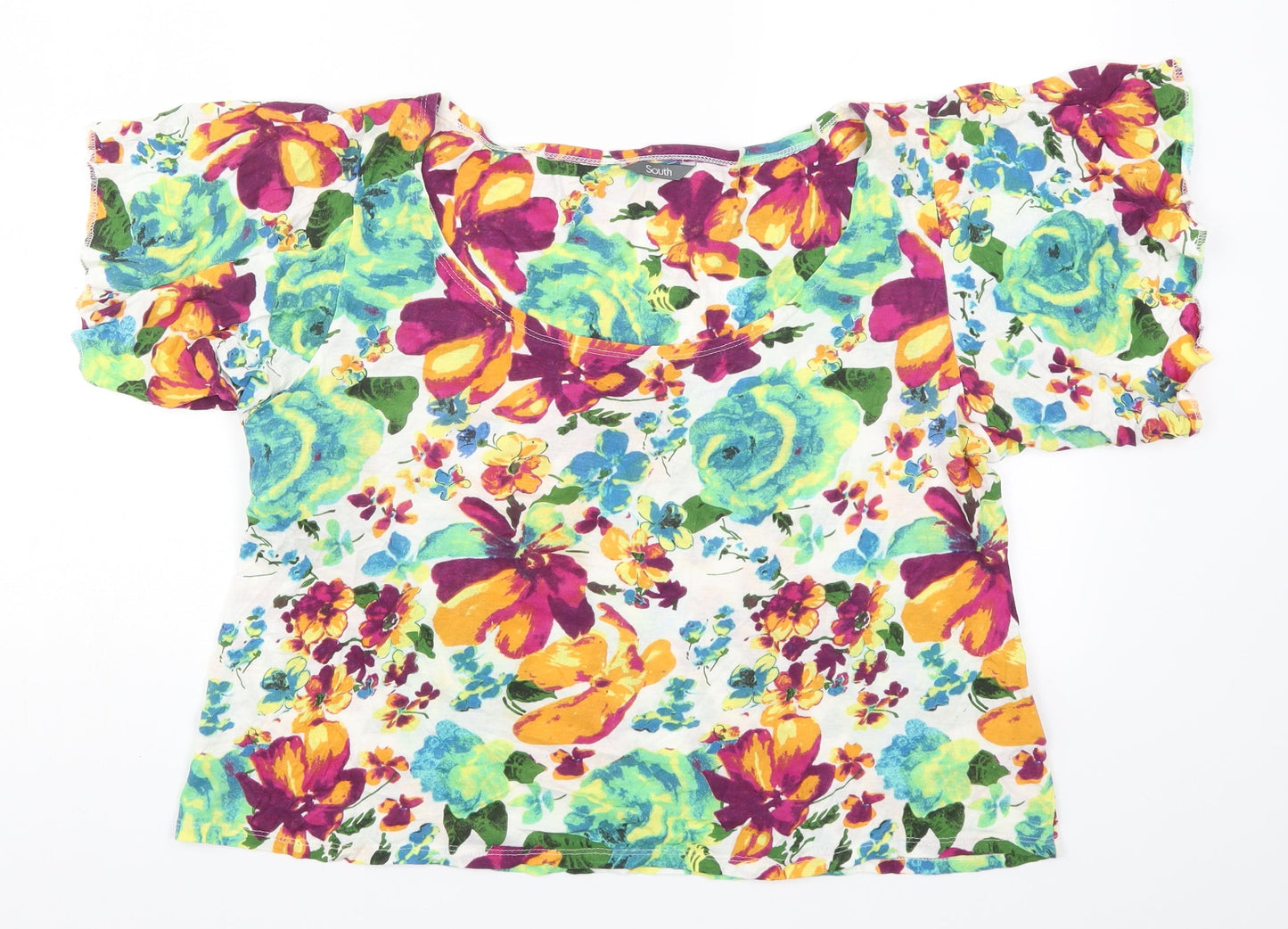 South Womens Multicoloured Floral  Basic T-Shirt Size 18