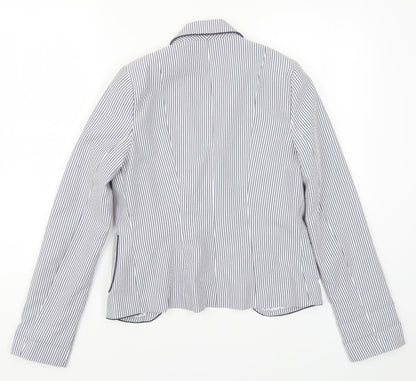Back view of Atmosphere women’s blue striped jacket blazer, size UK 6