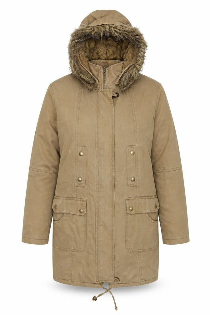 Linea Womens Beige   Parka Coat Size 14