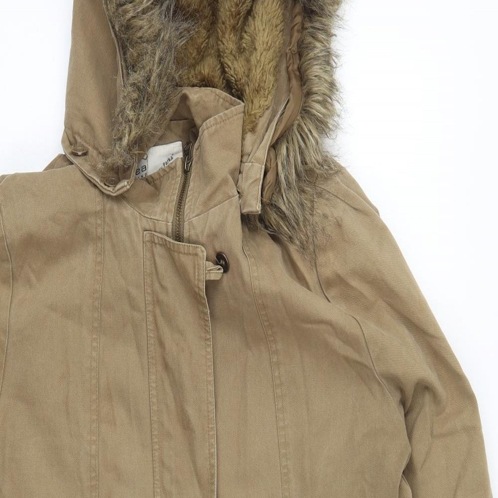 Linea Womens Beige   Parka Coat Size 14