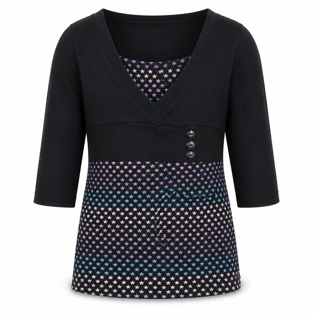 Young Dimension Girls Black   Basic T-Shirt Size 7-8 Years  - Stars