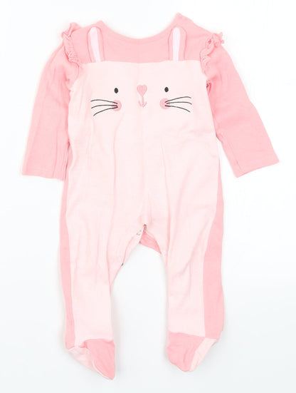 Additional front view of Pep&Co girls’ pink solid cami one piece, size 6-9, months - rabbit