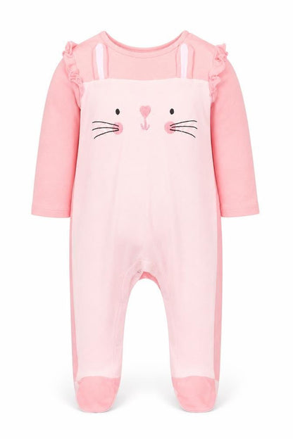 Front view of Pep&Co girls’ pink solid cami one piece, size 6-9, months - rabbit