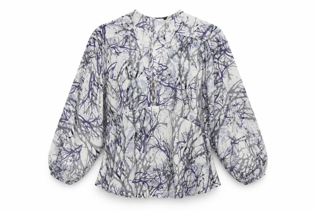 Marks & Spencer Womens Blue Floral  Basic Blouse Size 8