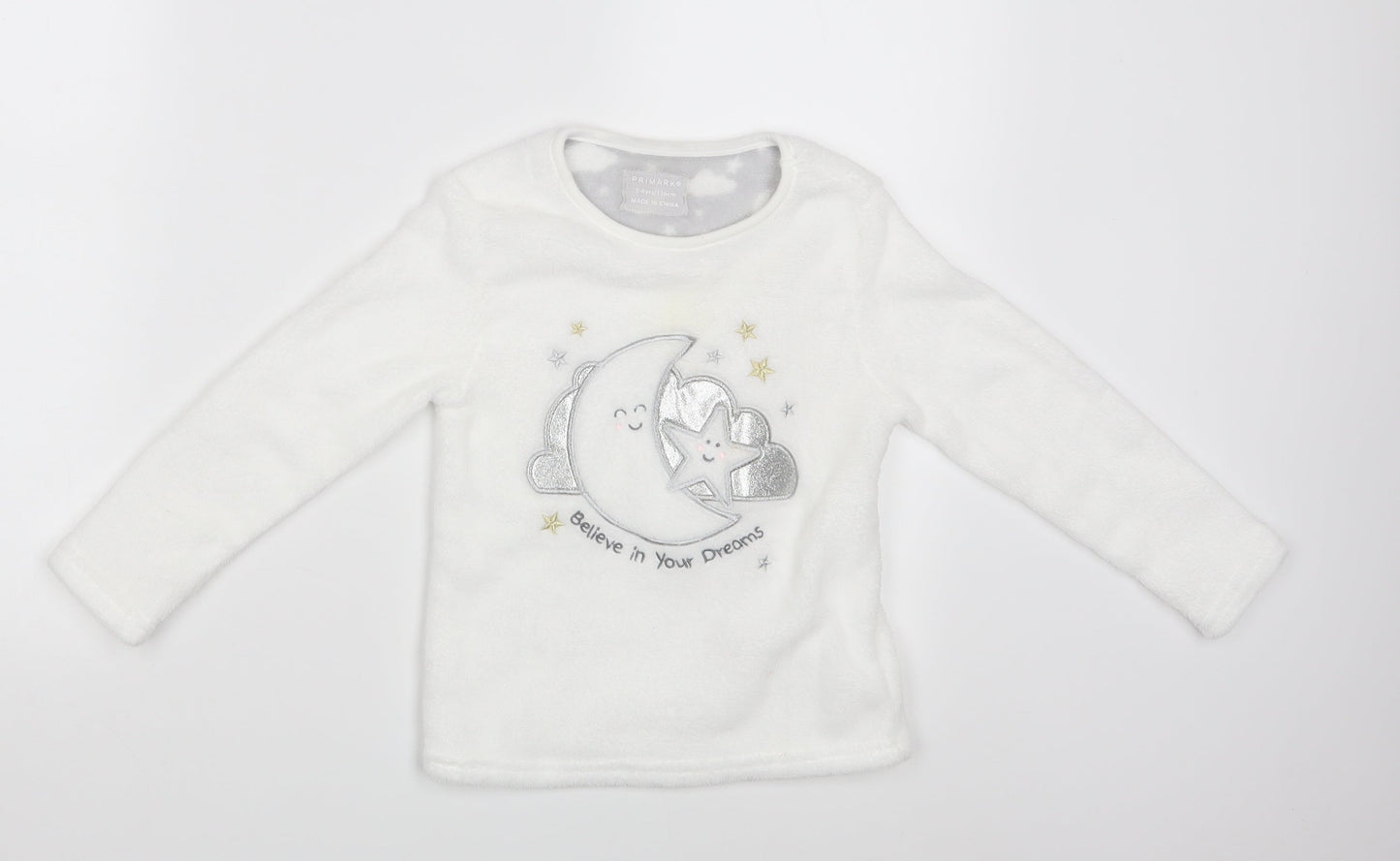 Primark Girls White   Pullover Jumper Size 5-6 Years