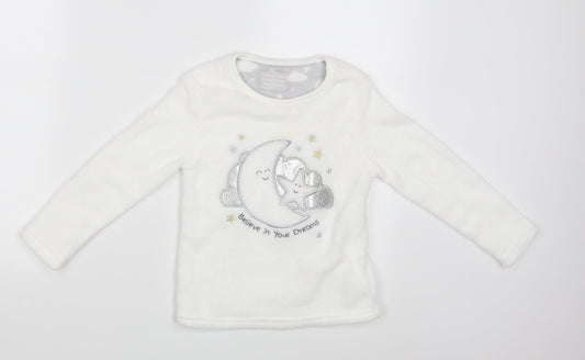 Primark Girls White   Pullover Jumper Size 5-6 Years