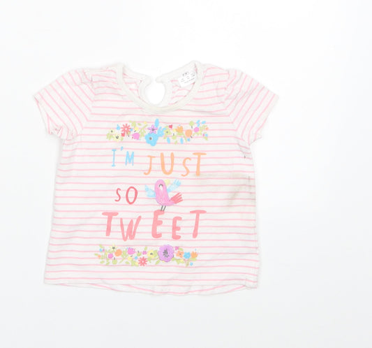 F&F Girls Pink Striped  Basic T-Shirt Size 3-6 Months