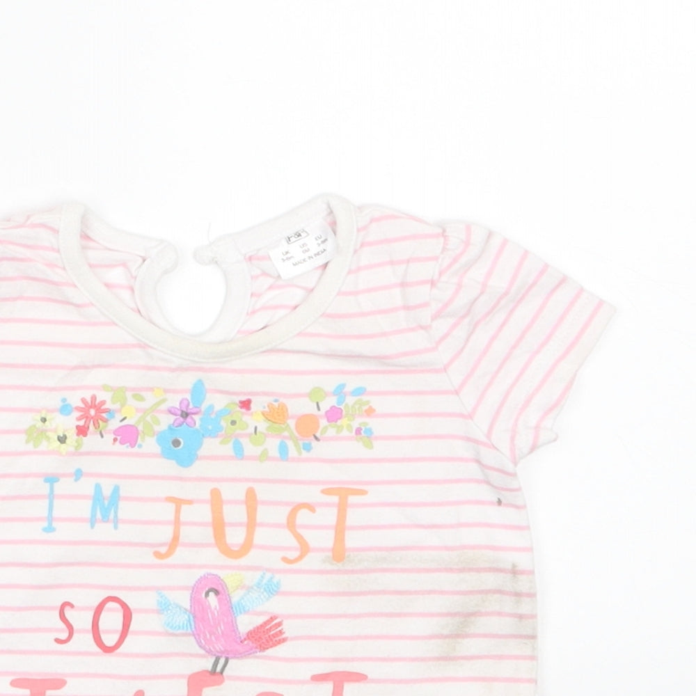 F&F Girls Pink Striped  Basic T-Shirt Size 3-6 Months