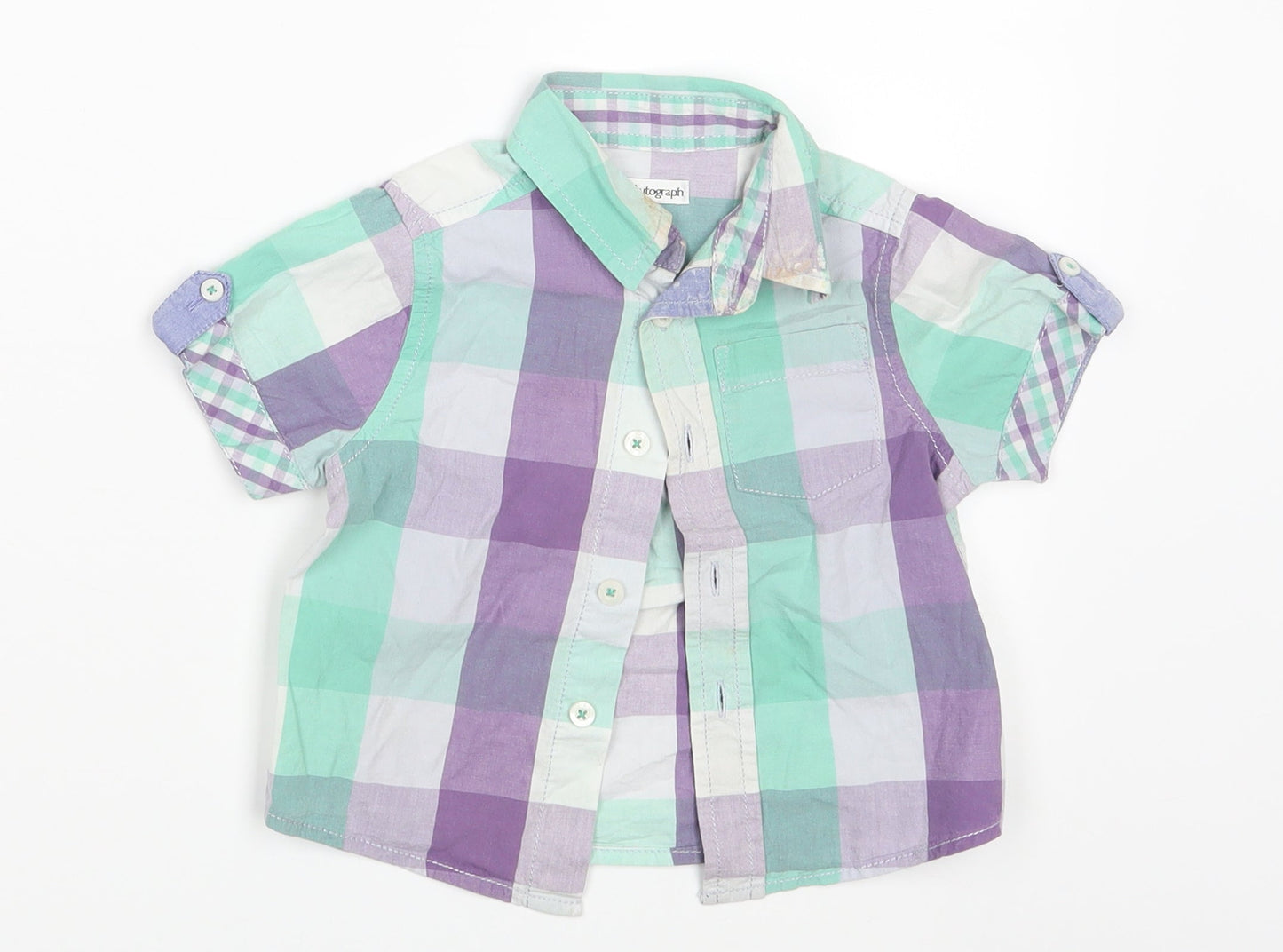 M&S Boys Multicoloured Check  Basic Button-Up Size 12-18 Months