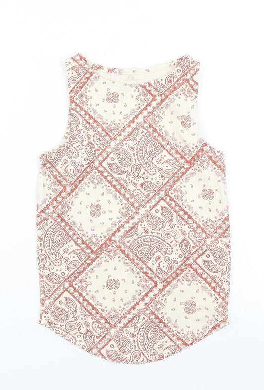 George Girls Brown Paisley  Basic Tank Size 9-10 Years