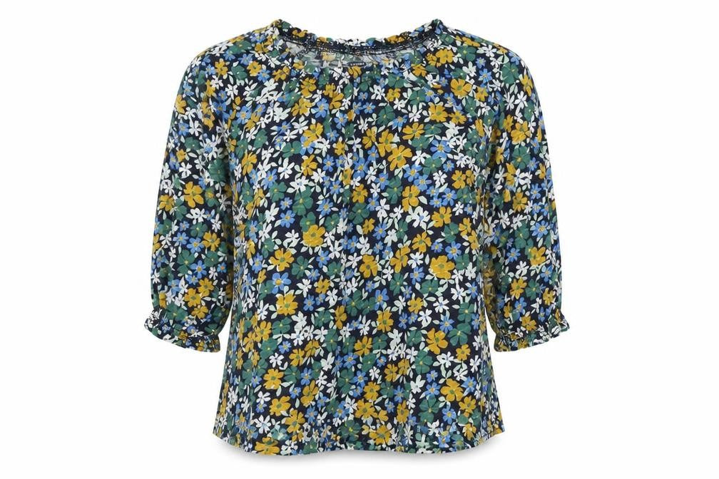 Old Navy Womens Blue Floral  Basic T-Shirt Size 8