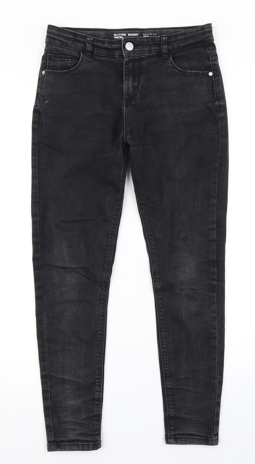 Additional front view of Denim Co girls’ black denim skinny jeans, size 10-11, years