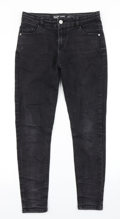 Additional front view of Denim Co girls’ black denim skinny jeans, size 10-11, years