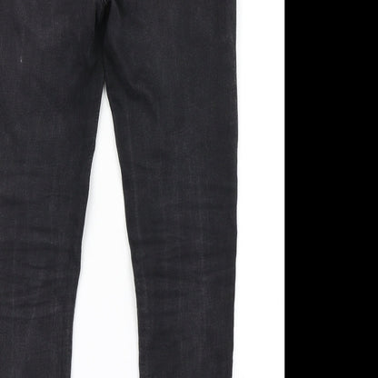 Brand and care label for Denim Co girls’ black denim skinny jeans, size 10-11, years