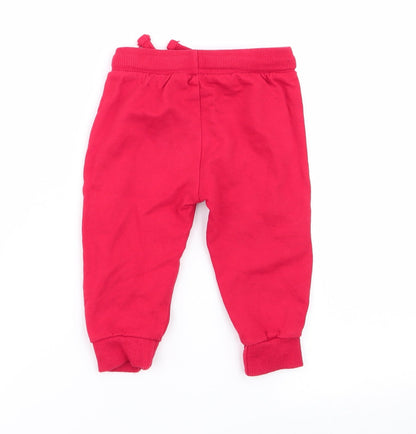 Back view of Disney boys’ red jogger trousers, size 12, months