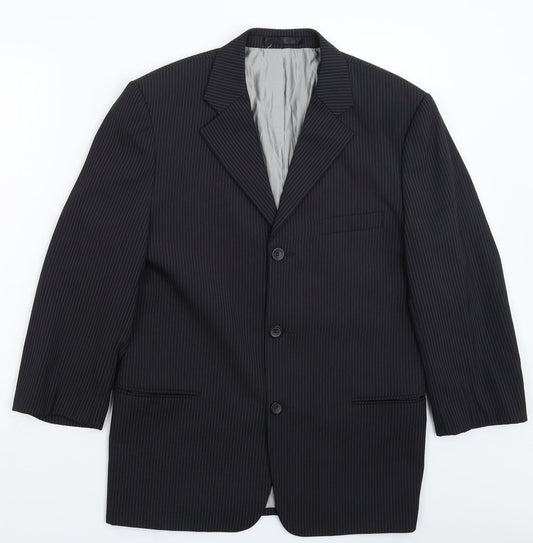 Device Womens Black Striped  Jacket Suit Jacket Size 16