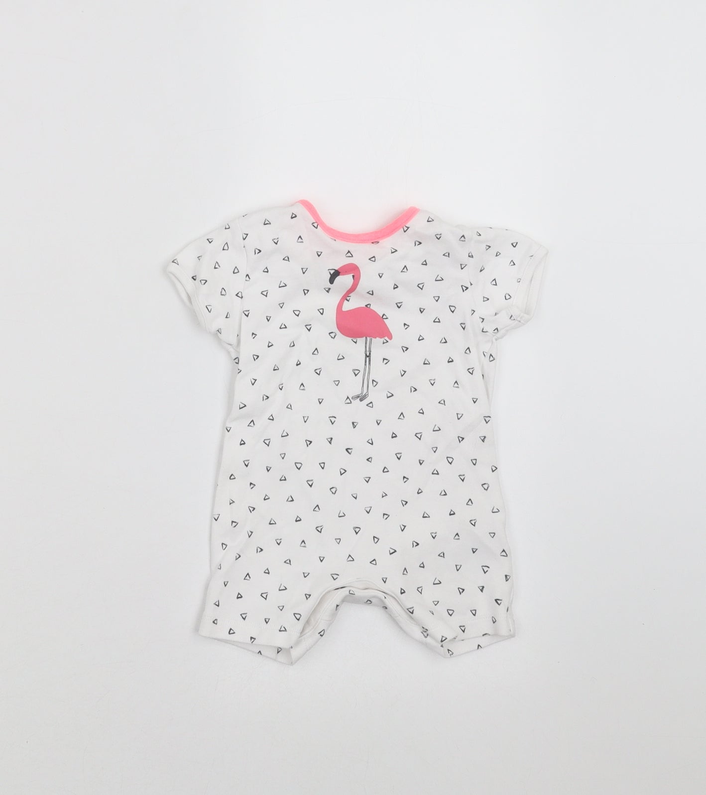 NEXT Baby White Geometric  Romper One-Piece Size 3-6 Months  - flamingo