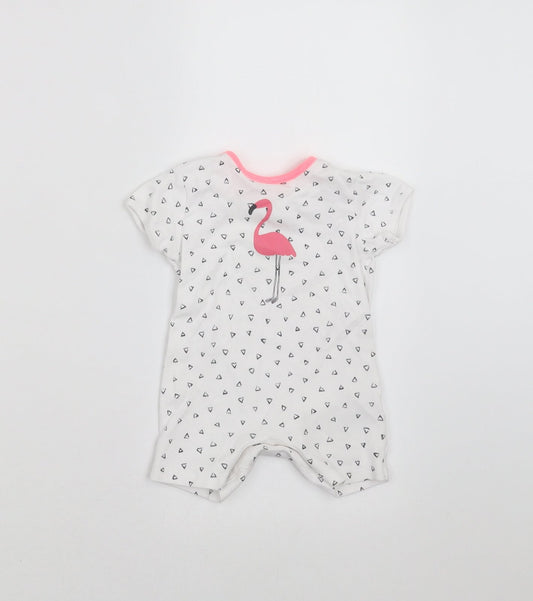 NEXT Baby White Geometric  Romper One-Piece Size 3-6 Months  - flamingo