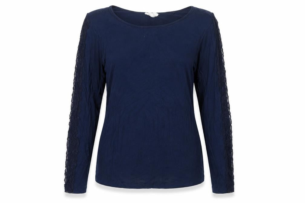 NEXT Womens Blue   Basic T-Shirt Size L  - Lace Sleeve detail