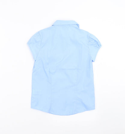 Back view of Next girls’ blue basic button-up, size 9, years - school