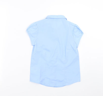 Back view of Next girls’ blue basic button-up, size 9, years - school