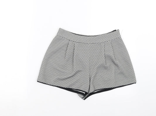 Miss Selfridge Womens Black Geometric  Hot Pants Shorts Size 8