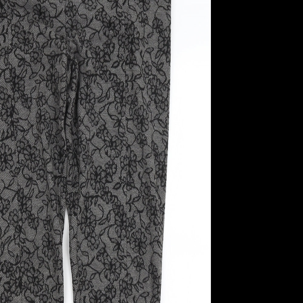 Fansa Womens Black Floral  Trousers  Size 12 L29.5 in