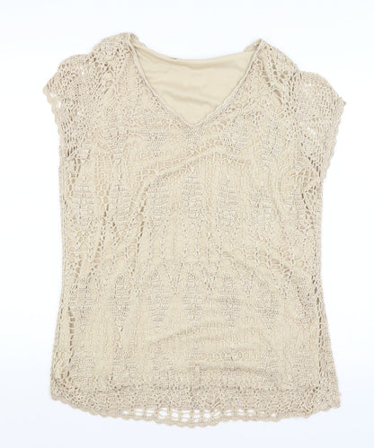 Preloved Evans Womens Gold   Basic T-Shirt Size 18 - Front