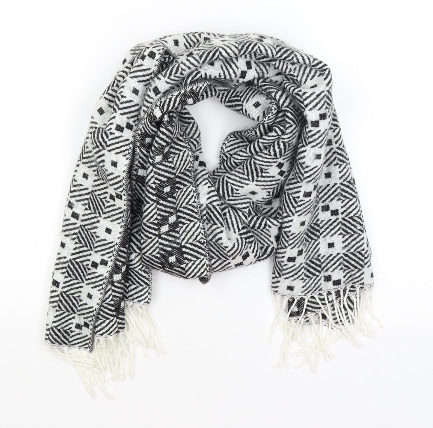 Preworn Womens White Geometric   Scarf